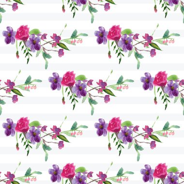 Çiçekli bir dalın elle boyanmış suluboya deseni Pembe Manolya çiçek bahar kartı