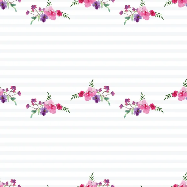 Pintado a mano Patrón de acuarela de una rama con flores rosa Magnolia flor primavera tarjeta —  Fotos de Stock