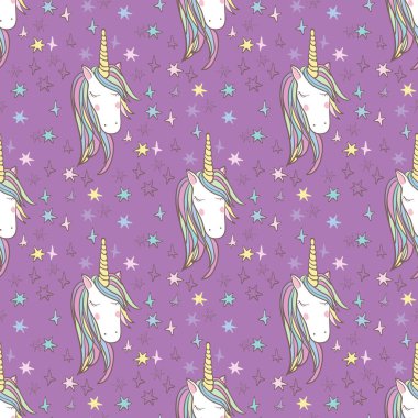 Tek boynuzlu at Gökkuşağı kusursuz desen