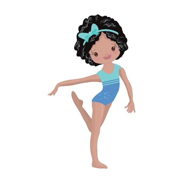 Clipart mignon afro-américain fille gymnaste Gym — Image vectorielle