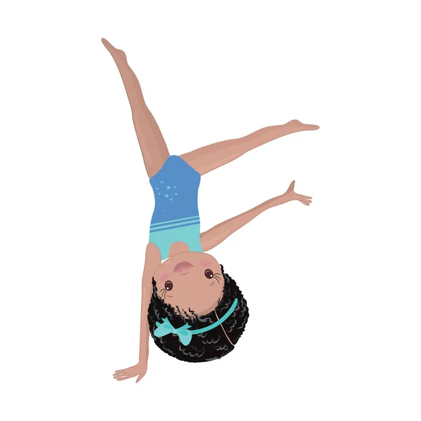 Clipart bonito afro-americano menina ginasta ginásio — Vetor de Stock