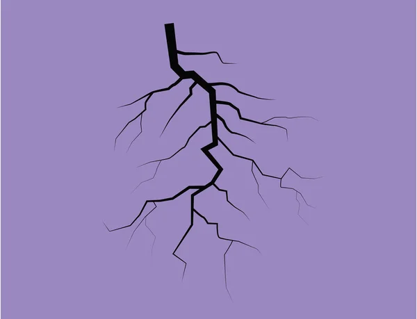 Silhuett av en åska blixtnedslag på en Lilac bakgrund — Stock vektor