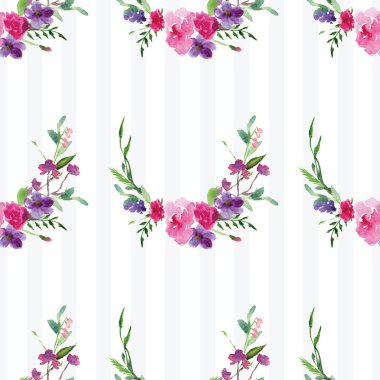 Çiçekli bir dalın elle boyanmış suluboya deseni Pembe Manolya çiçek bahar kartı