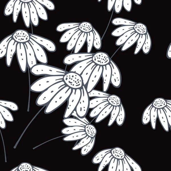 Fondo sin costura dibujado a mano con adornos florales — Vector de stock