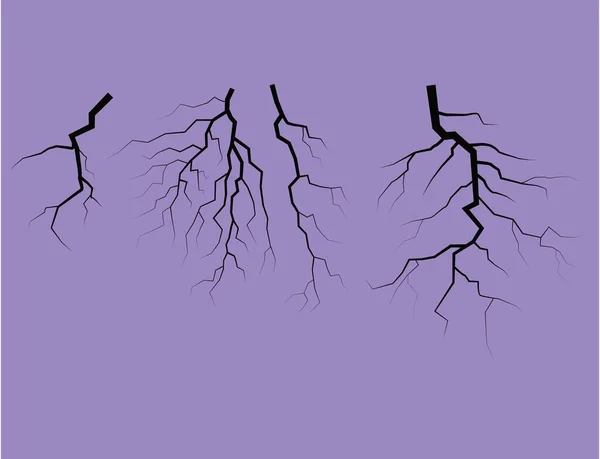 Silhouette d'un éclair de tonnerre sur un fond lilas — Image vectorielle