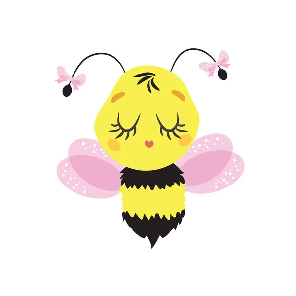 Cute Little Bee Vector Illustration — Stock Vector