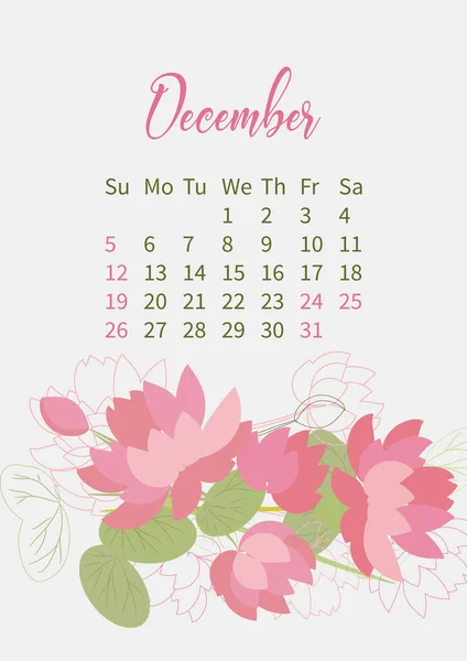 Calendario de flores 2021 con ramos de flores — Archivo Imágenes Vectoriales