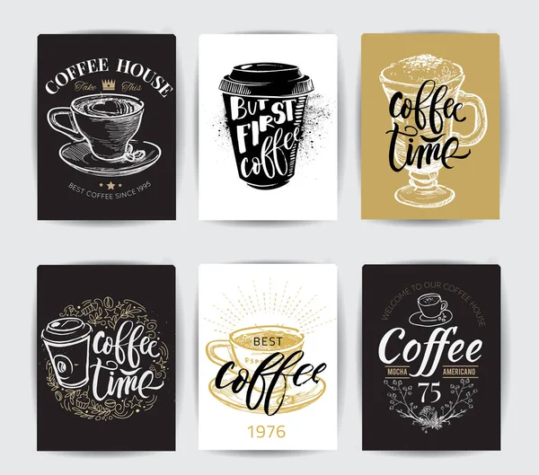 Czas na kawę Hipster Vintage Stylizowane litery. Ilustracja wektora — Wektor stockowy