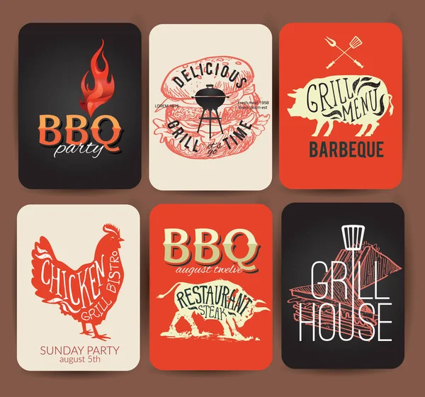 Banner vintage para barbacoa Vector EPS10. Los efectos grunge se pueden eliminar fácilmente . — Vector de stock