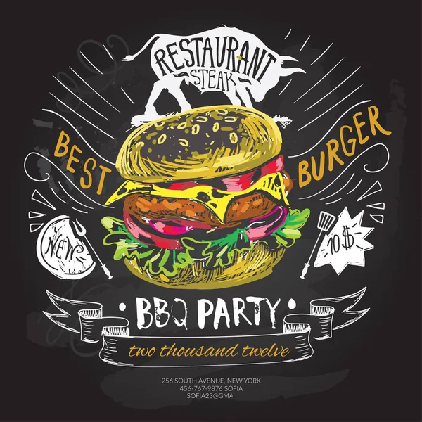 lokanta vektör logo tasarım şablonu. hamburger, burger veya menü yönetim kurulu simgesi.