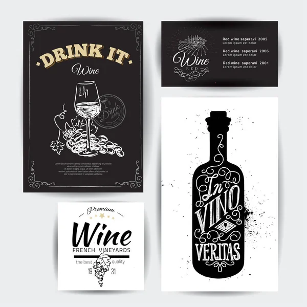 Set di citazioni tipografiche di vino vintage . — Vettoriale Stock