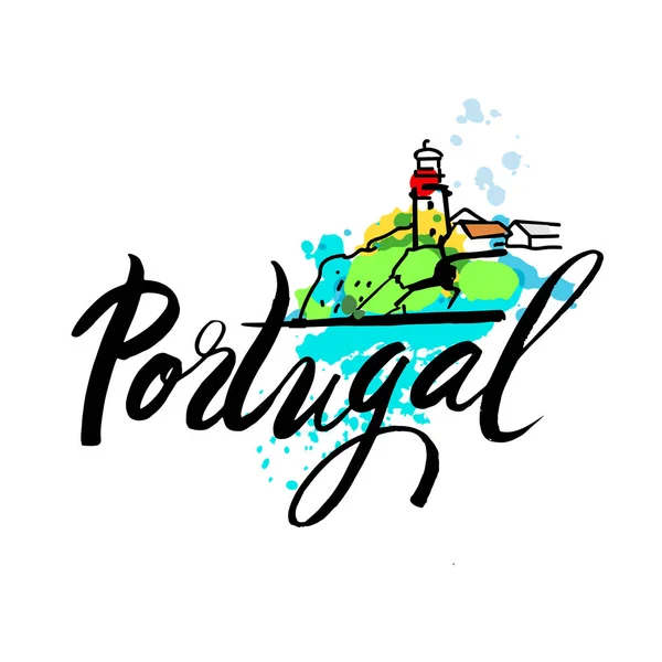 ポルトガル旅行先のロゴ — ストックベクタ