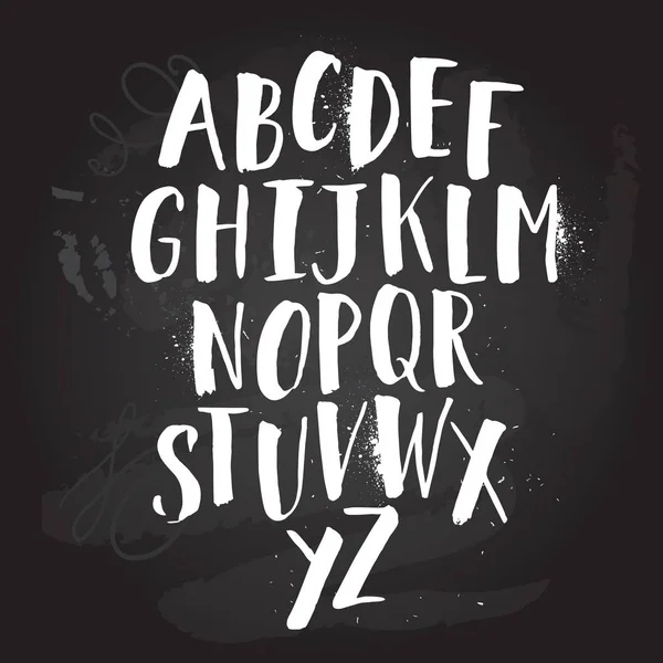 Alfabet poster, droge penseel inkt artistieke moderne kalligrafie afdrukken. Handgetekende trendy ontwerp — Stockvector