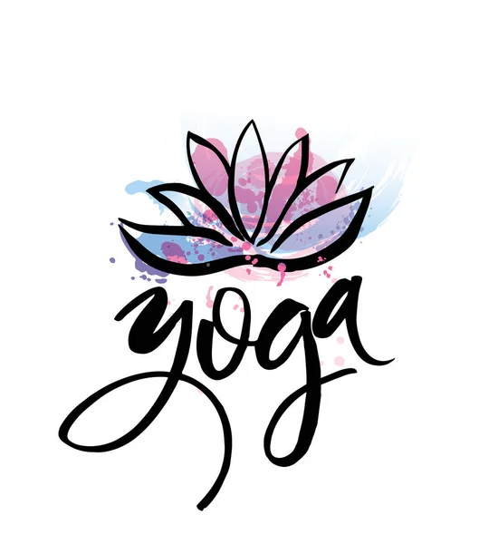 Logo for yoga studio or meditation class. Spa logo design watercolor elements. Meditation concept. Silhouette lotos. Vector illustration for t-shirt print — Stock Vector