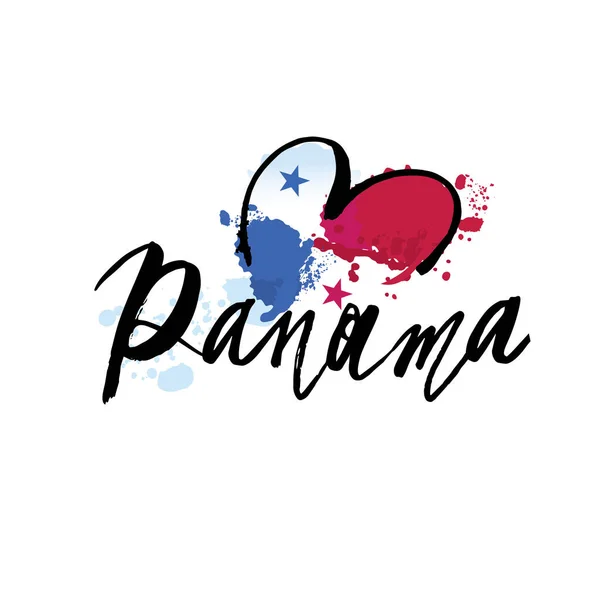 Panama drapeau logo vecteur illustration avec lettrage brosse Illustration De Stock