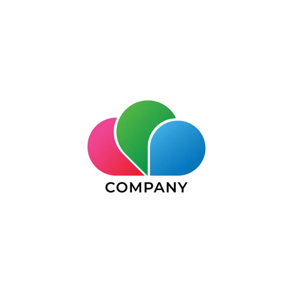Creative Multimedia Studio Logo Design Template Cloud Logo Concept Vermelho — Vetor de Stock