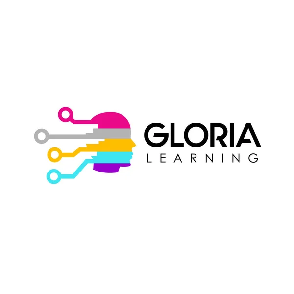 Gloria Learning, Digital Learning Logo Design Template, Head Peo