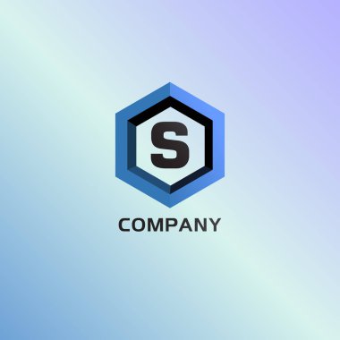 S Harfi Alfabetik Şirket Logosu Şablonu, Açık Mavi Hexagon Logosu Konsepti, Cyan Violet Mezuniyet Arkaplanı, Eps 10