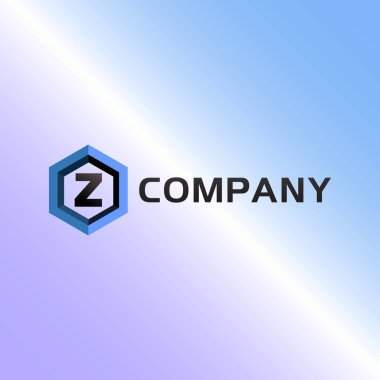 Z Harfi Alfabetik Şirket Logosu Şablonu, Açık Mavi Hexagon Logosu Konsepti, Cyan Violet Mezuniyet Arkaplanı, Eps 10
