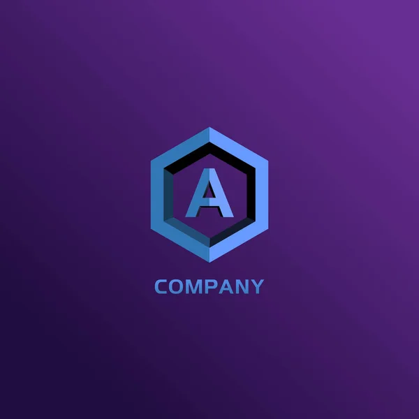 Carta Alphabetic Company Logo Design Template Light Blue Hexagon Logo — Vetor de Stock