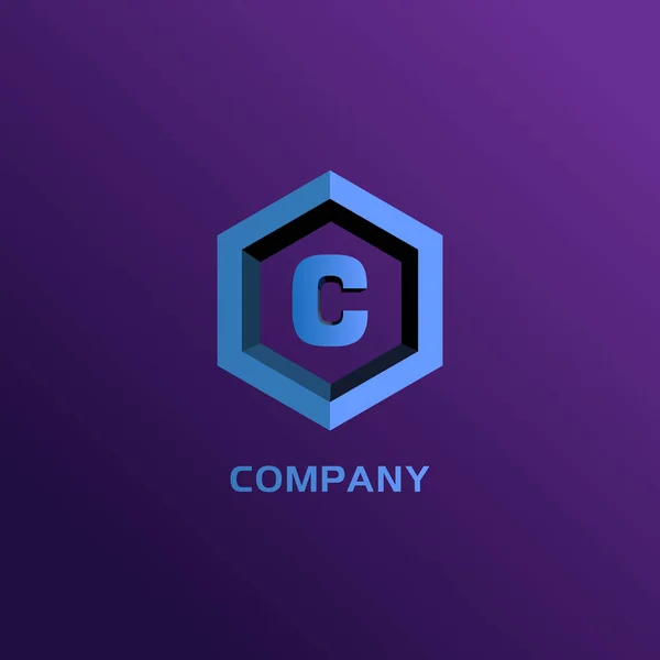 Letter Alphabetic Company Logo Design Template Light Blue Hexagon Logo — Stock Vector