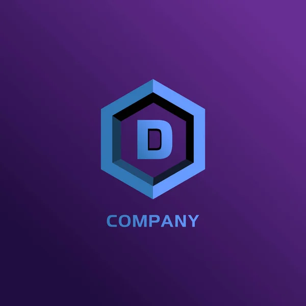 Carta Alphabetic Company Logo Design Template Light Blue Hexagon Logo — Vetor de Stock