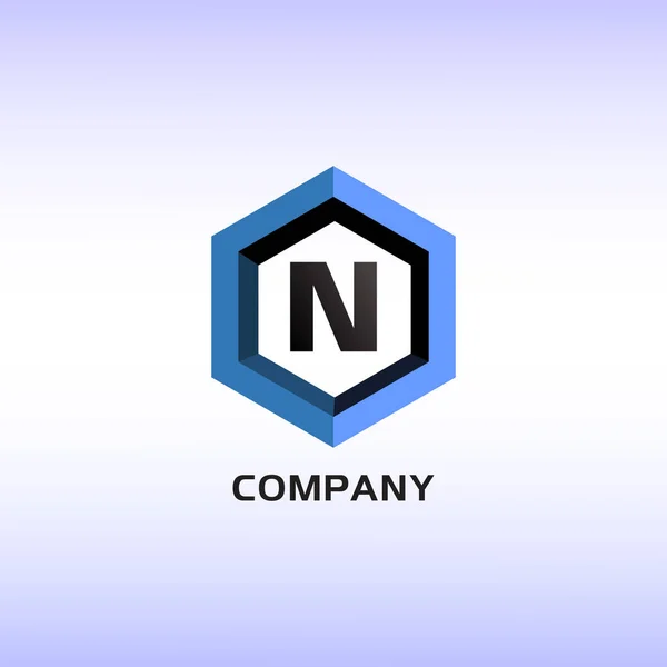 Bokstav Bokstavsordning Företag Logotyp Mall Ljusblå Hexagon Logotyp Koncept Cyan — Stock vektor