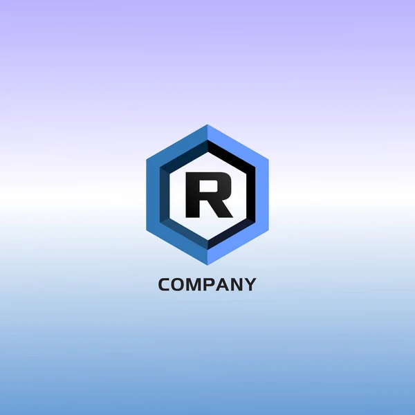 Harf Alfabetik Şirket Logosu Şablonu Açık Mavi Hexagon Logosu Konsepti — Stok Vektör