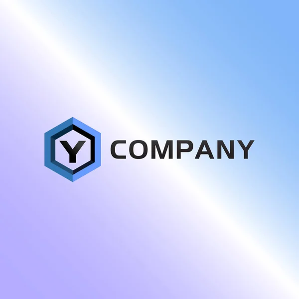 Plantilla Diseño Logotipo Empresa Alfabética Letra Concepto Logotipo Hexágono Azul — Vector de stock