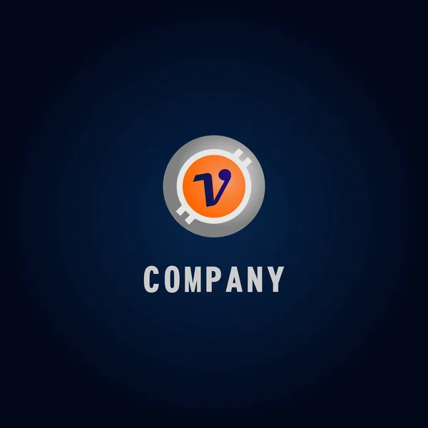 Bokstav V Alfabetisk logotyp Design Mall, Crypto Curency Logo Co — Stock vektor