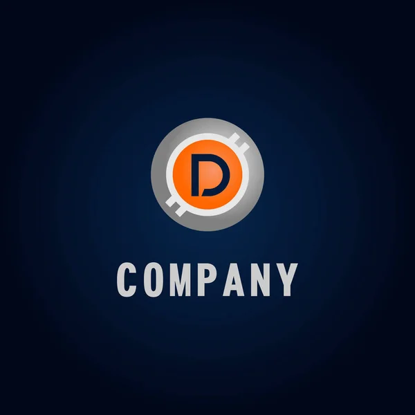 Carta D modelo de design de logotipo alfabético, Crypto Curency Logo Co — Vetor de Stock