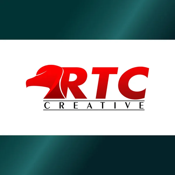 Plantilla alfabética del diseño del logotipo de la letra RTC, logotipo rojo de la cabeza del águila — Vector de stock