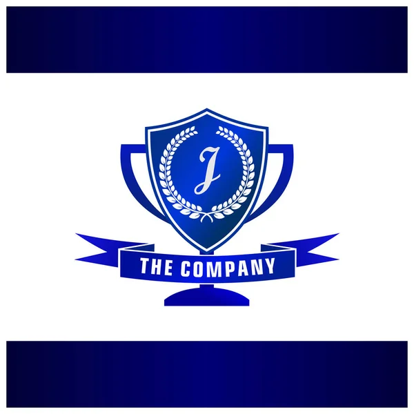 Brev J Trophy, Emblem, Shield Logo Concept — Stock vektor