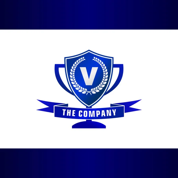Letra V Trofeo, emblema, escudo Logo Concepto — Vector de stock
