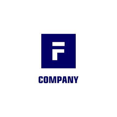 F Harfi Alfabetik Logo Tasarım Şablonu, Siyah, Kutu, Dikdörtgen