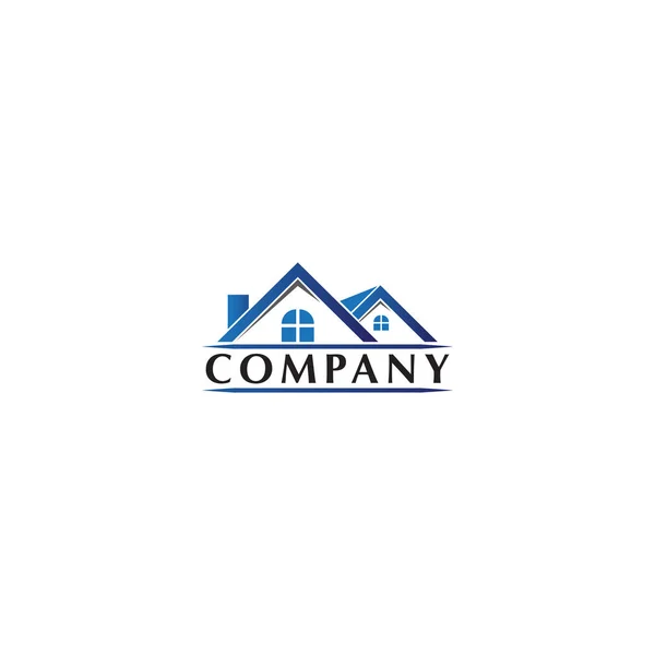 Real Estate Logo Design Template Construction Company House Icon Rounded — Stock Vector