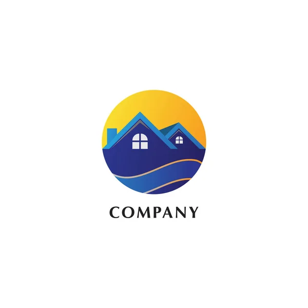 Real Estate Logo Design Template Stavební Firma Domácí Stavitelé Dům — Stockový vektor