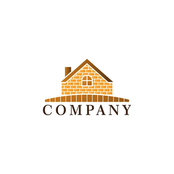 Vintage House Real Estate Logo Design Template Stavební Firma Zaoblené — Stockový vektor