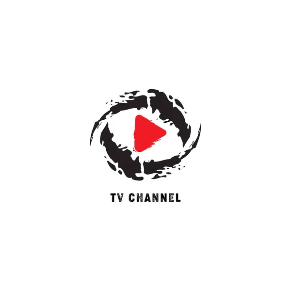 Online Channel Logo Design Template Abstract Play Button Vortex Horror — стоковий вектор