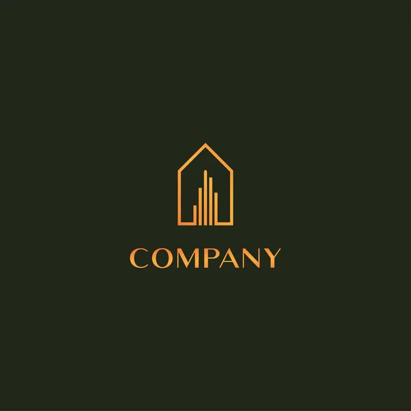 Gold Building Real Estate Logo Design Template, Upmarket Logo Co — 스톡 벡터