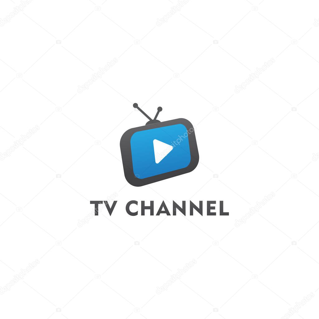 TV Live Streaming, Online Television, Web TV, Logo Concept, Whit