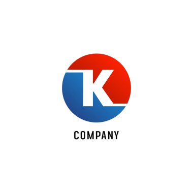 K Harfi Alfabetik Logo Tasarım Şablonu, Abjad, Düz Basit Clea