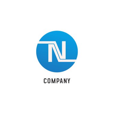 Letter N Alphabetic Logo Design Template, Abjad, Simple & Clean, Monogram, Blue, White, Rounded Ellipse Lettermark Logo Concept, Strong & Bold