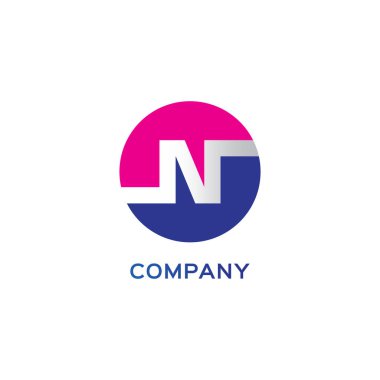 Letter N Alphabetic Logo Design Template, Abjad, Simple & Clean, Monogram, Pink, Purple, Violet, White, Rounded Ellipse Lettermark Logo Concept, Strong & Bold