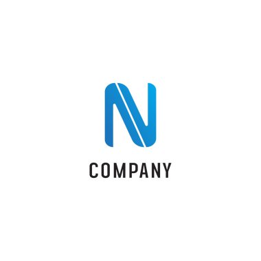 Letter N Alphabetic Logo Design Template, Abjad, Simple & Clean, Monogram, Blue, Lettermark Logo Concept, Strong & Bold