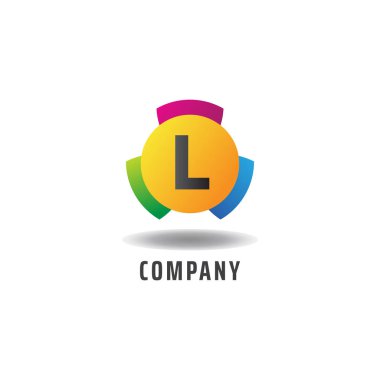 Letter L Cheerful Logo Concept, Colorful Alphabetical Logo Design Template, Green, Blue, Violet, Purple, Gradient, Ellipse Rounded Shape, Three Element