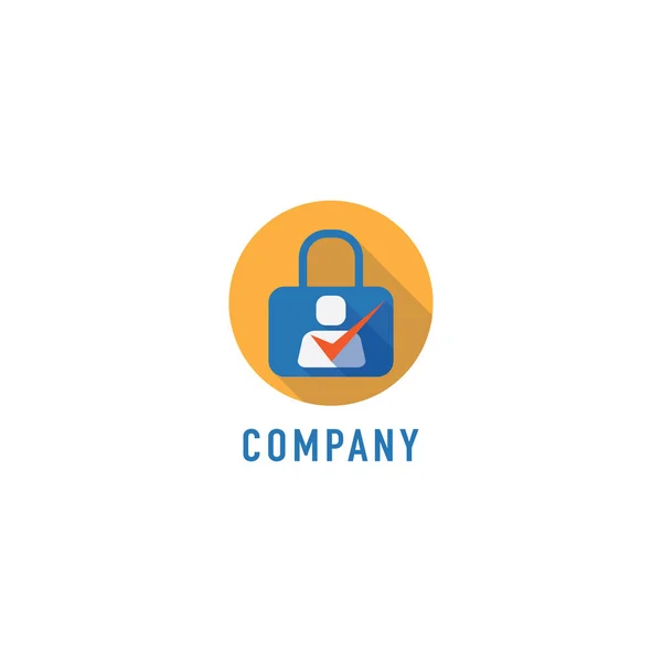 Personal Data Security Logo Design Template, Flat Design Long Sh — Stock Vector