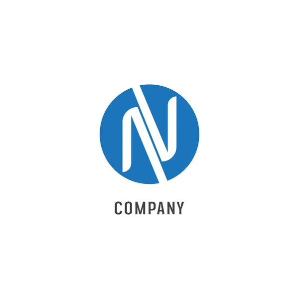 Letter N Alphabetic Logo Design Template, Nv Abjad, Av Initial, Simple & Clean, Monogram, Blue, White, Rounded Ellipse Lettermark Logo Concept, Strong & Bold — стоковий вектор