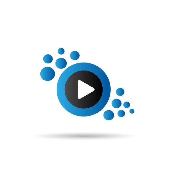 Cute Eye Cartoon Logo Design Template, Company Logo Concept With Bubble Element, Vector Icon, Blue, Black, Ellipse — Stock vektor