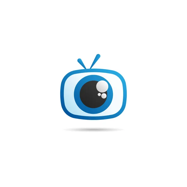 Plantilla de diseño de logotipo de canal de televisión de ojo, concepto de logotipo de dibujos animados, icono vectorial, azul, negro — Archivo Imágenes Vectoriales